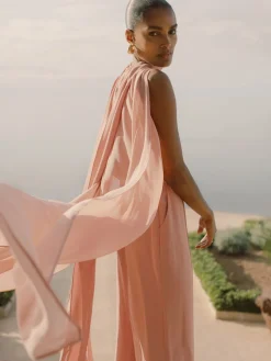 Reiss Farley Wide-Leg Cape Jumpsuit Pink Clearance