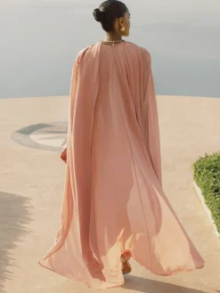 Reiss Farley Wide-Leg Cape Jumpsuit Pink Clearance