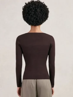 Reiss Tilly Chain-Detail Keyhole Knit Top Plum Clearance