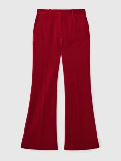 Reiss Elia Petite Velvet Tuxedo-Stripe Fla Trousers Red Best