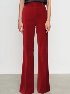 Reiss Elia Velvet Tuxedo-Stripe Fla Trousers Red Discount