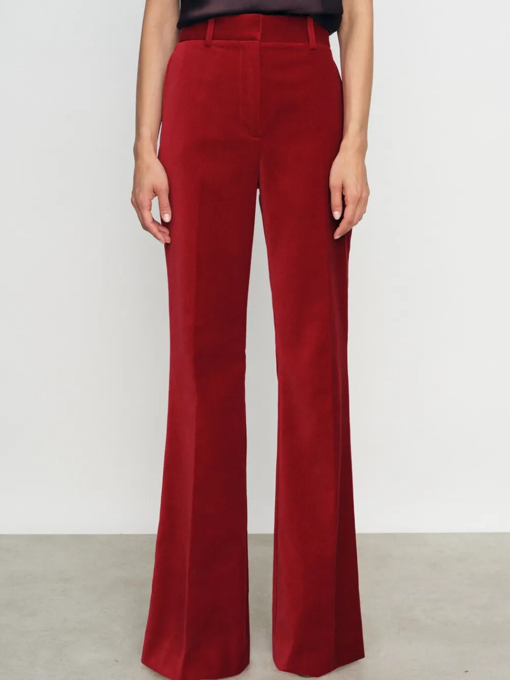 Reiss Elia Velvet Tuxedo-Stripe Fla Trousers Red Discount