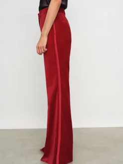 Reiss Elia Velvet Tuxedo-Stripe Fla Trousers Red Discount