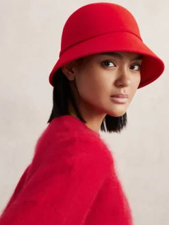 Reiss Felicity Felted-Wool Bucket Hat Red Online