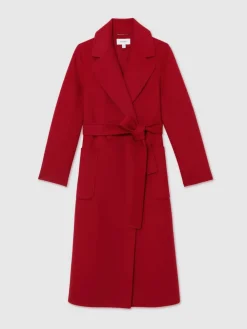 Reiss Lucia Wool-Blend Double-Breasted Blindseam Coat Red Outlet