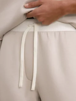 Reiss Laney Premium Interlock Wide-Leg Joggers Stone New