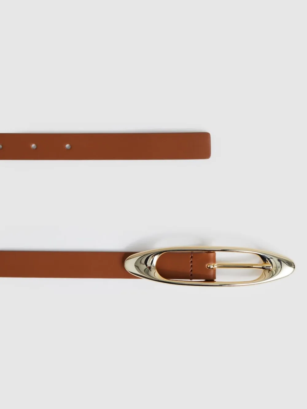 Reiss Evelina Leather Oval-Buckle Belt Tan Hot