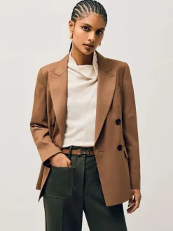 Reiss Hayley Leather Square Hinge Belt Tan Best