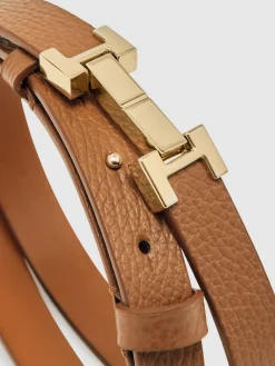 Reiss Hayley Leather Square Hinge Belt Tan Best