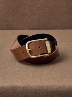 Reiss Iyla Leather Half-Keeper Belt Tan Clearance