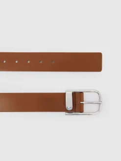 Reiss Tan Sliver Iyla Leather Half-Keeper Belt