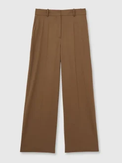 Reiss Tan Solene Wool-Blend Wide-Leg Suit Trousers Online