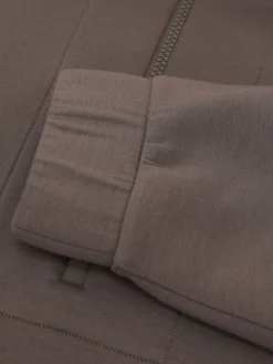 Reiss Laney Premium Interlock Half-Zip Sweatshirt Taupe Brown Sale