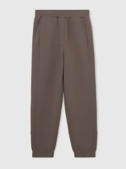 Reiss Taupe Brown Laney Premium Interlock Tapered Joggers Outlet