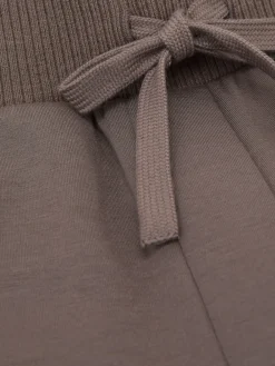 Reiss Laney Premium Interlock Wide-Leg Joggers Taupe Brown