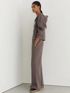 Reiss Taupe Brown Lockie Premium Interlock Half-Zip Hoodie Hot