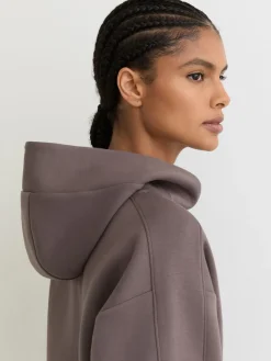 Reiss Taupe Brown Lockie Premium Interlock Half-Zip Hoodie Hot