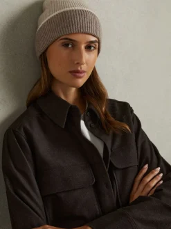 Reiss Filipa Wool-Blend Tipped Beanie Taupe Online