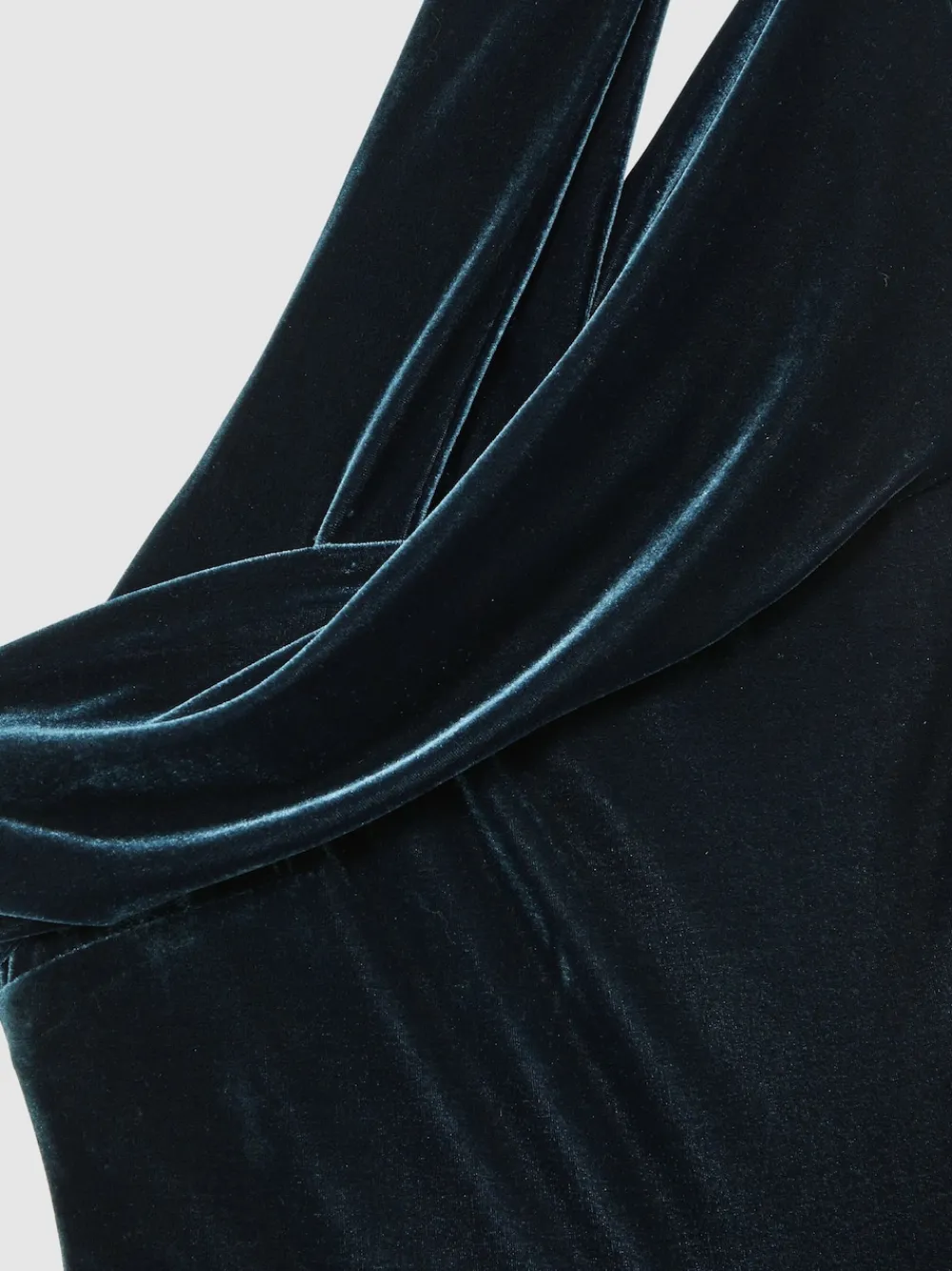 Reiss Daria Velvet One-Shoulder Wide-Leg Jumpsuit Teal Green Outlet