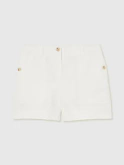 Reiss Ashby Linen Shorts White New