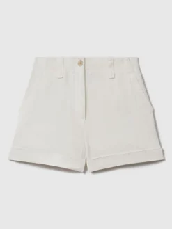 Reiss White Demi Linen Garment Dyed Shorts Outlet