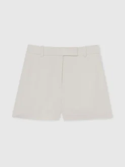Reiss White Devon Linen-Blend Tailored Shorts Hot