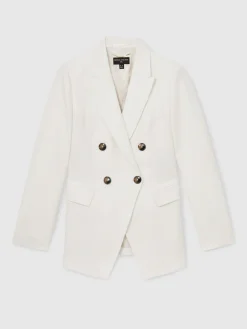 Reiss White Dion Atelier Double Breasted Suit Blazer Outlet