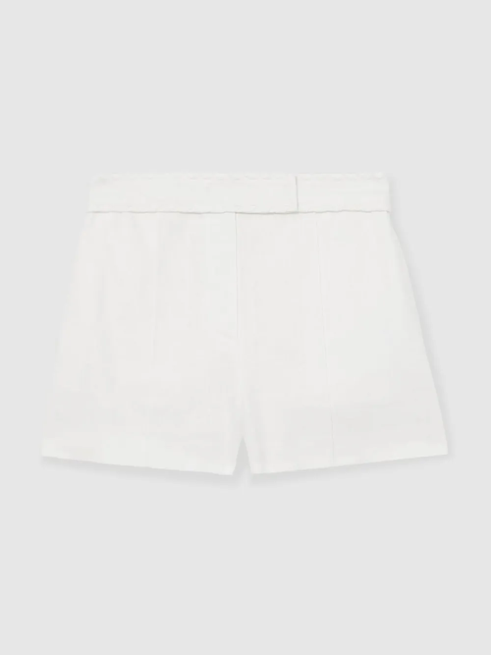 Reiss Fawn Linen Whipstitch Shorts White New