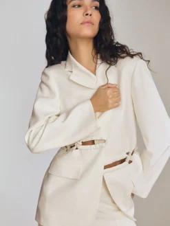 Reiss White Leia Atelier Rope Detail Single Breasted Blazer Online