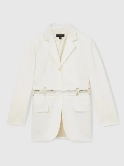 Reiss White Leia Atelier Rope Detail Single Breasted Blazer Online