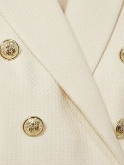 Reiss Tally Tailored Fit Textured Double Breasted Blazer White Online