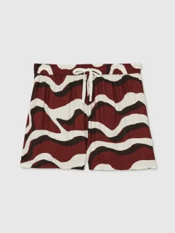Reiss White Wave-Print Drawstring Shorts Hot
