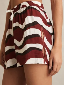 Reiss White Wave-Print Drawstring Shorts Hot