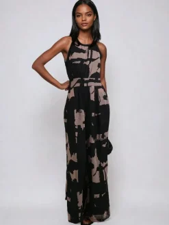 Religion Crew Wide Leg Jumpsuit in Abstract Façade Print Black Sale