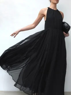 Religion Dusk Halter Neck Maxi Dress With Full Skirt Black Discount