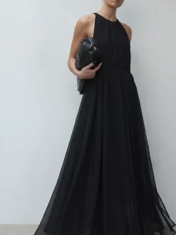 Religion Dusk Halter Neck Maxi Dress With Full Skirt Black Discount