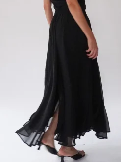 Religion Black Eligion Floaty Sheer Multi Layered Olsen Maxi Skirt Outlet