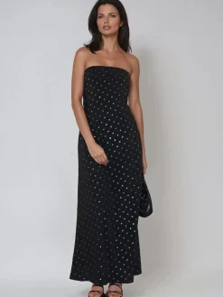 Religion Black Embellished Mila Maxi Column Dress With Sequins Outlet