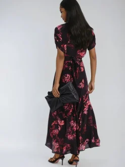 Religion Black Fade Maxi 2 Way Wrap Dress In Dark Floral Online
