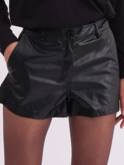 Religion Black Orbit Faux Leather Shorts Online