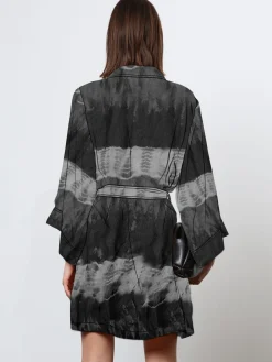 Religion Tunic Shirt Dress With Kimono Sleeves in Bright Floral Print Black Tie Dye Online