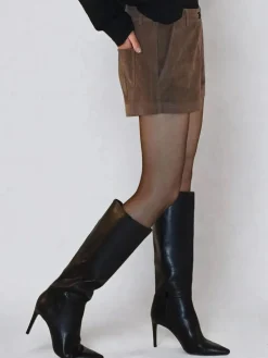 Religion Brown Galaxy Suede Shorts Sale