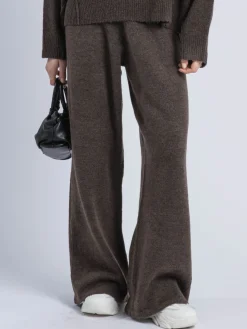 Religion Luscious Knitted Quiet Luxury Joggers with Skull & Crossbone Jacquard Brown Best