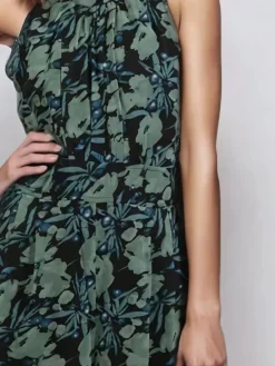 Religion Crew Wide Leg Jumpsuit in Abstract Façade Print Green Outlet