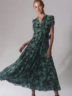 Religion Delight Wrap Dress With Full Skirt Green Hot