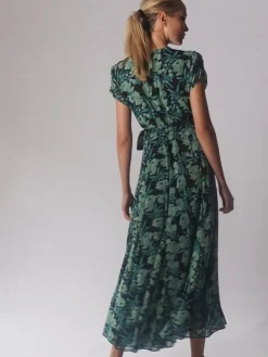 Religion Delight Wrap Dress With Full Skirt Green Hot