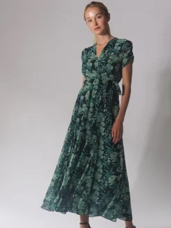 Religion Delight Wrap Dress With Full Skirt Green Hot