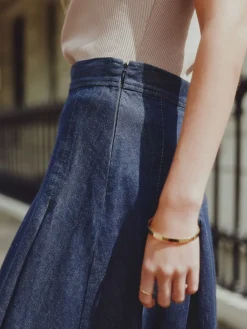 Next Rinse Blue Denim Full Seamed Midi Skirt Discount