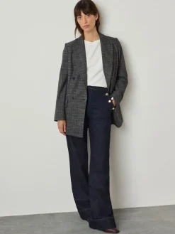 Next Gold Button Front Wide Leg Jeans Rinse Blue