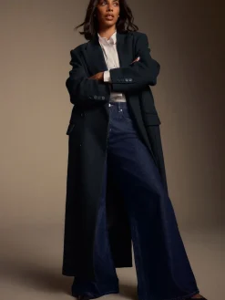 Next High Rise Palazzo Wide Leg Jeans Rinse Blue Hot